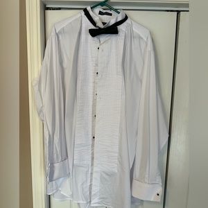 Milani Men's Tuxedo Shirt with French Cuffs and Bow Tie.  18-1/2 / 36-37